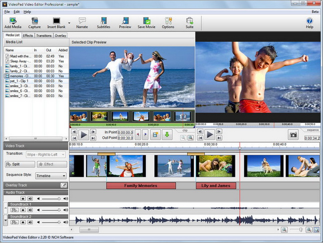 NCH VideoPad Video Editor Professional 5.01