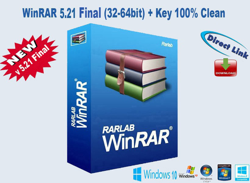  WinRAR 5.21 Final (32-64bit) + Key 100 % Woking 